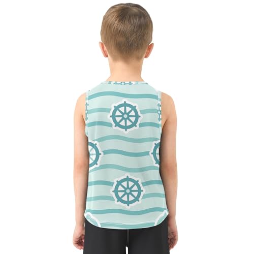 JUNZAN Anchors Theme Boys' Tank Top Shirt Sleeveless Toddler Vest Toddler Club T-Shirt for Biking Surfing Vacation Swim 3T3