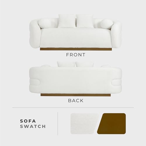 Image of Lexicon Sofa Couch Cloud Sofa with 4 Accent Pillows, Sherpa Sofa Couches for Living Room /Waiting Room /Office /Apartment, 92.5 inch Sofa, White