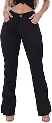 1 JEANS Calça Feminina Flare Jeans Preto REF 3563A
