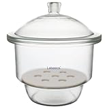 Labasics Glass Desiccator with Knob Cover and Porcelain Plate, Round Non-Vacuum Dry Storage for Laboratory Samples, Active Materials, 9.8'(240 mm) I.D.