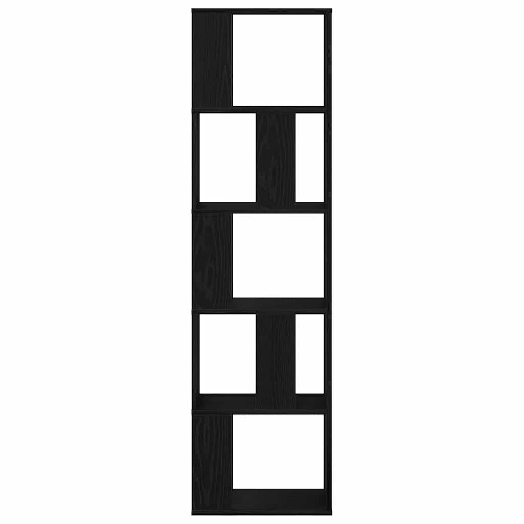 Libreria nera effetto rovere, 45 x 23,5 x 162,5 cm, con 5 ripiani, scaffale versatile per soggiorno, ufficio, cameretta dei bambini, corridoio, ideale per libri, documenti, decorazione e