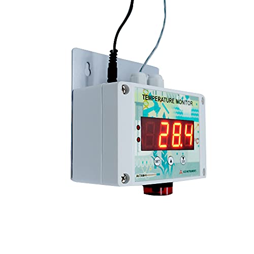 Wall Mounted Server Room Temperature Monitor with Audio and Visual Buzzer for Food Industry, Pharmaceuticals, Warehouse, Data Centres, Cold Storage Along with Calibration Certificate