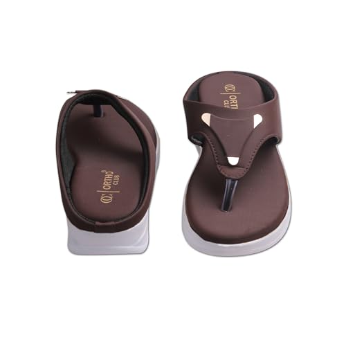 Image of ORTHO CLUB Orthopedic Women's Slippers | Brown Soft Comfort Slip-On Sandal for Heel Pain Relief | Anti-Skid Sole | Lightweight Flip-Flop