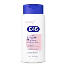 E45 Emollient Shower Cream for Very Dry, Sensitive and Itchy Skin, Cleanses, Moisturizes, and Soothes Skin, No Parabens or Sulfates, Fragrance-Free, Dermatologically Tested, 6.8 fl oz 200ml