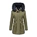Damen Herbst-Wintermantel Jacken, winddicht, wasserdicht, Doppelgesichtsbekleidung, warmer Mantel, Jacke, Outwear, Pelz, gefüttert, Trench-Winter, mit Kapuze, dicker Übermantel, QYC101#Army Green, 38