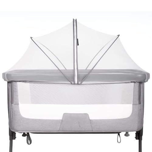 Mosquitera para moisés: de ajuste universal, dosel con cremallera y bloqueo automático, barrera de malla duradera | Tienda de campaña de seguridad para cuna, protección para patio de juegos, fun