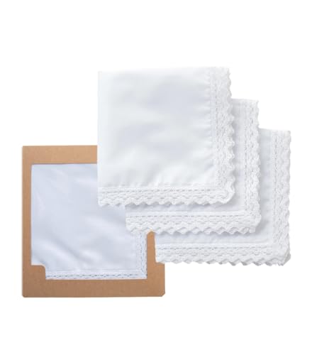 Image of Lace Cotton White Handkerchiefs Perfect Wedding Bulk