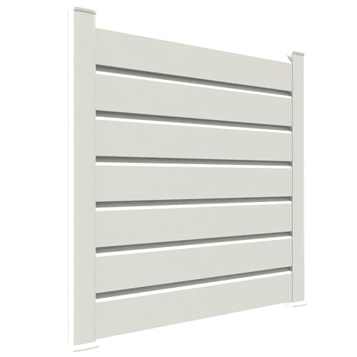 KIT DEPART CLOTURE PVC BLANC Long. 1M50 - idéale pour jardin, balcon et terrasse - coupe-vent - brise vue occultant - Qualité supérieure - Délimitation du...