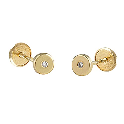 Boucled’oreille 18k bébé de 3,5 mm d'or. cercle lumineux centre diamantaire collection à proximité vis bébé