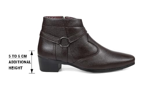 Image of BXXY Men's 2 inch Height Increasing Synthetic Material Casual Formal Chelsea Ring, Slip-On Boot with Pu Sole.
