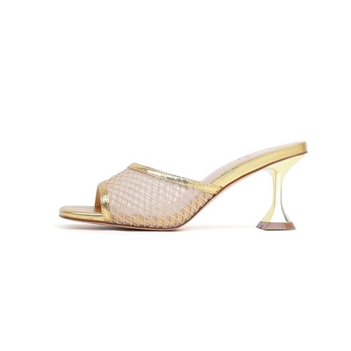Image of vivianly Womens Square Open Heels Sandals Slip on Heeled Slides Mules for Party Daily Wear