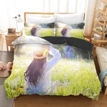 Housse de couette 240x260 vert et 2 taies en microfibres pour lit adulte de grand confort