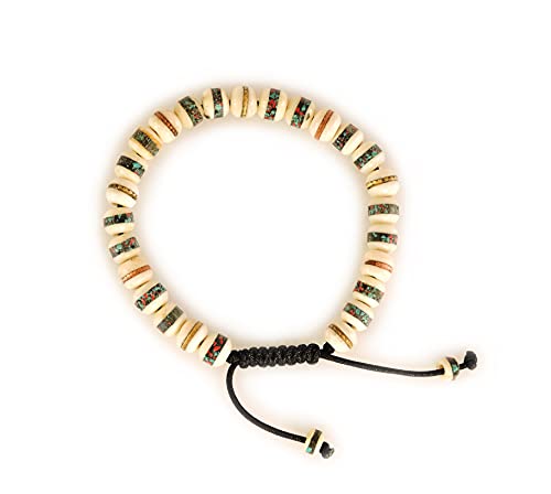 Image of Handmade Tibetan Medicine Wrist Mala Bracelet - Buddhist Meditation Prayer Beads Healing Mala