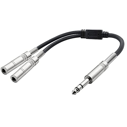 Pngknyocn - Câble répartiteur stéréo TRS en Y - 6,35 mm mâle vers double jack femelle TRS - 38 cm