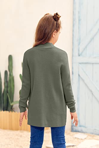 Image of Girls Cardigan Kids Open Front Oversized Sweater with Pockets | Casual Cardigans, Soft Knit, Long Sleeve, Uniform Cardigan for Girls, 7-14 Years