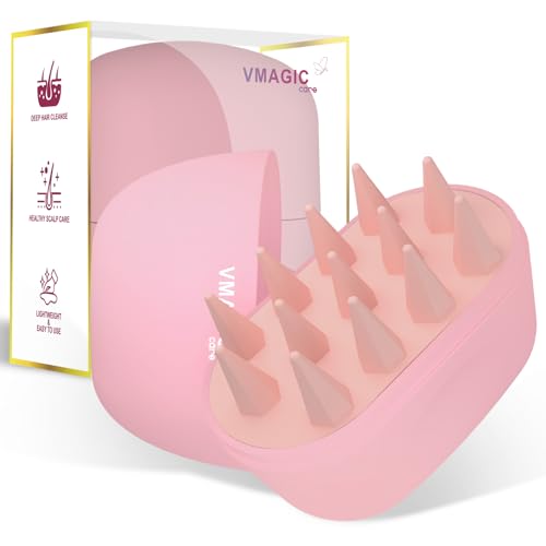 Scalp Massager Shampoo Hair Brush Growth, Scalp Scrubber with Soft Silicone Bristles and Dandruff Removal, Brush for Scalp Exfoliator(Pink)