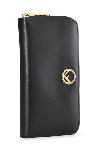 Pre-Loved Black Leather 'F is Fendi' Zippy Wallet, Black2