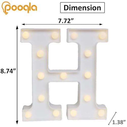 Image of Pooqla LED Marquee Letter Lights Sign, Light Up Alphabet Letter for Home Party Wedding Decoration H