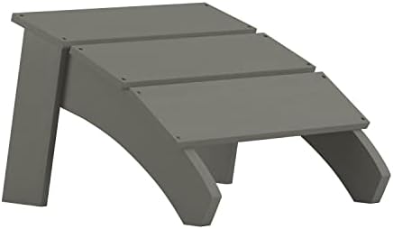 Flash Furniture Sawyer Indoor/Outdoor Commercial Grade Adirondack Ottoman - Gray All-Weather Adirondack Style Footrest