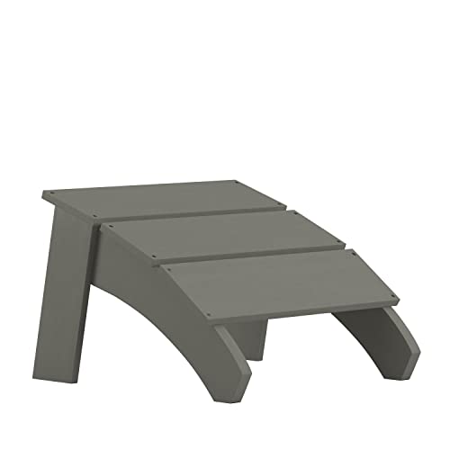 Flash Furniture Sawyer Indoor/Outdoor Commercial Grade Adirondack Ottoman - Gray All-Weather Adirondack Style Footrest #TOP1