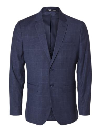 Blazer Selected Homme Slhslim-Neil costume ajusté homme motif carreaux bleu marine chic