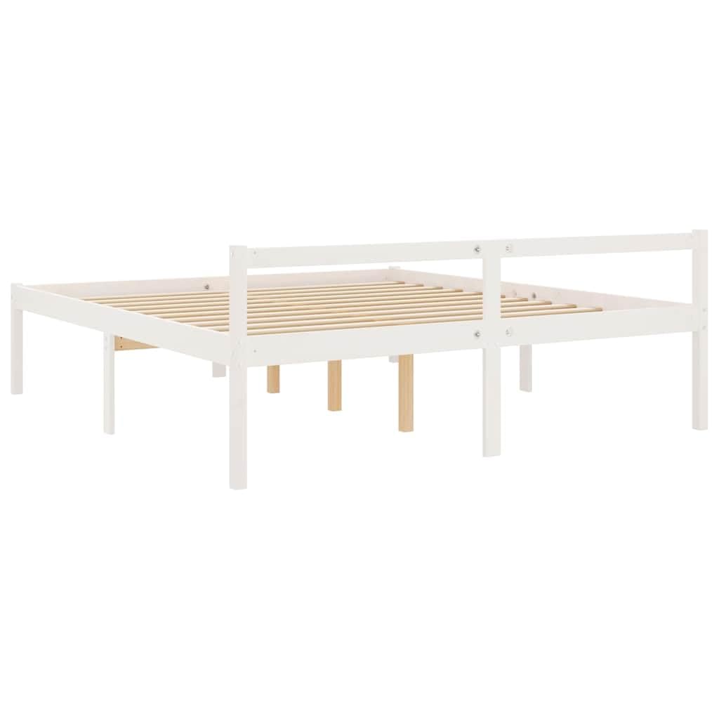 Białe łóżko 200 x 200 cm z litego drewna sosnowego