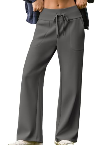 Aleumdr Womens Baggy Sweatpants Drawstring Waist Wide Leg Lounge Pants Fall