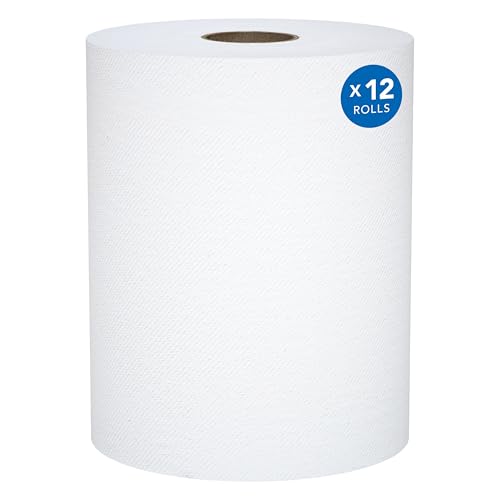 Image of Scott Professional Hard Roll Paper Towels, Bulk, 12 Rolls x 800' (01052) | Universal 1.5 inch Core, 100% Recycled Fiber, White, Standard Tier, Absorbency Pockets, Compatible with Universal Roll Dispensers