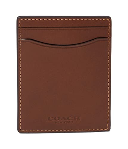Coach Mens Money Clip Card Case in Sport Calf, Dark Saddle