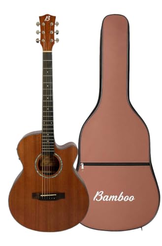 BAMBOO Guitarra Electroacustica Stage Mahogany 40 pulgadas, para principiantes, adultos, viajes, con...