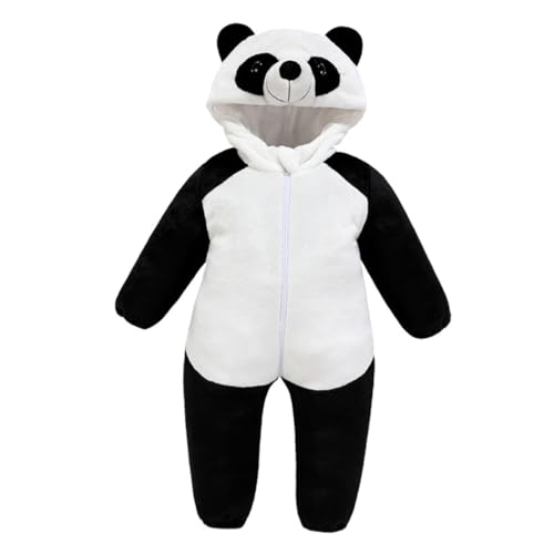 PartyKindom 1 pieza Mameluco Panda de Franela para Bebés Disfraz Adorable Pieza Ropa de Invierno Con Capucha para Recién Nacidos y Fotografía