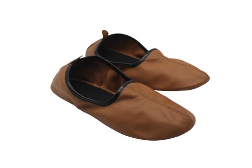 Women's Indoor Leather Slippers Tan Color Traditional Babouche House Shoes Barefoot Moccasin2