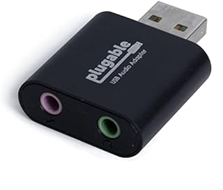 Plugable USB Audio Adapter with 3.5mm Speaker-Headphone and Microphone Jack, Add an External Stereo Sound Card to Any PC, Compatible with Windows, Mac, and Linux