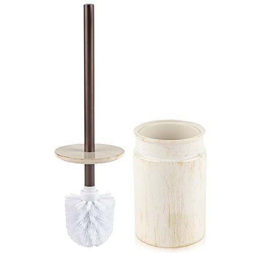Creative Scents Ensemble Brosse WC Rustique et Support – Brosse de Nettoyage pour Cuvette de Toilette Beige avec poignée en métal Robuste – Brosse à...