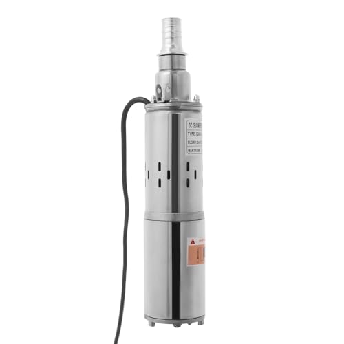 Bomba sumergible, 12 V 180 W, bomba de agua de acero inoxidable, bomba de pozo profundo con caudal de 1000 L/H, altura de elevación de 30 m, IP68, protección contra sobrecalentamiento, motor de cobre