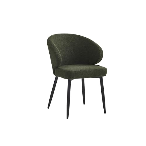Chaises salle à manger Ruby lot de 4 vert bouclé et métal noir - 5