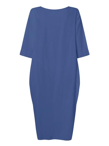 Image of Celmia Autumn Solid Loose Long Maxi Dress Cotton Caftan