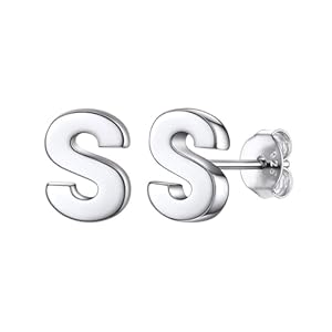 ChicSilver Hypoallergenic 925 Sterling Silver Stud Earrings Simple Tiny Initial Letter A-Z Studs for Women Sensitive Ears (with Gift Box)