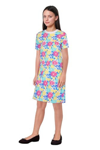 Image of Allen Solly Girls' Knee‑Length Dress | Soft Cotton‑Blend | Floral Print | Half Sleeves | Comfortable Everyday Wear for Kids