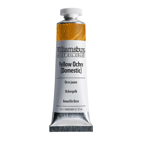 Williamsburg Artist Oil Colors by GOLDEN, Yellow Ochre (Domestic), 37 ml tube, Professional Oil Paint, Semi-Opaque