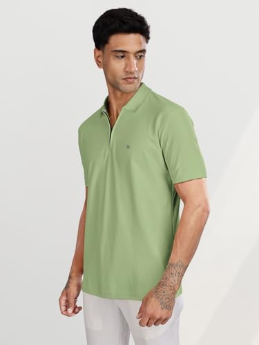 Image of BULLMER Trendy Solid Zipper Collar /Polo Neck Tshirt for Men