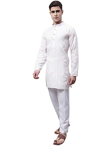 Image of Jompers Men's Cotton Embroidered Straight Kurta Pyjama Set