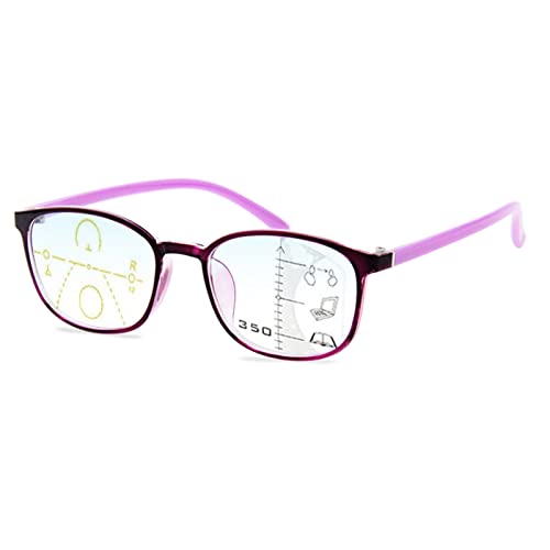 Damskie progresywne okulary do czytania Multi-Focus, modne czytniki komputerowe blokujące niebieskie światło, okulary do gier (kolor: czarny, rozmiar: 2,0 x)