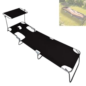 Generisch Faltbare Sonnenliege mit Gesichtsloch Schwarz