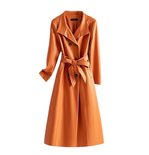 Trench en cuir pour femme col montant élégant en croûte de cuir
