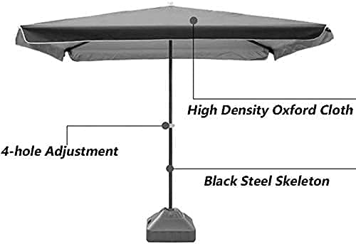 Balcony Parasol Shade Sun Parasol Umbrella Garden Parasols Blue Rectangular Patio Umbrella Outdoor Market Table Umbrella, Perfect For Garden, Yard, Beach Commercial Event Market, Camping (Blue 200cm×