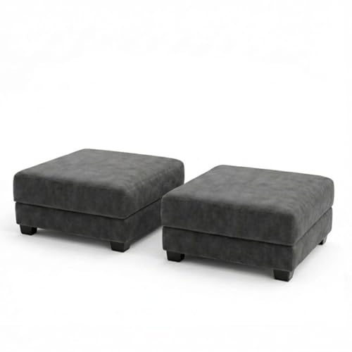 Image of Vero 5 Seater L Shape Sofa Set with 2 Movable Ottomans | Flexible Layout | Luxury Velvet Suede Fabric | Modern Living Room Sofa | Dark Grey
