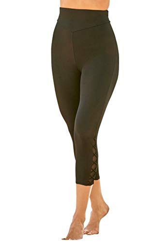 Swim 365 Women's Plus Size High-Waisted Swim Capri with Lattice Detail