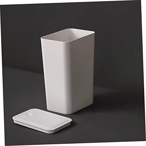 Caneca de basura pequeña rectangular con tapa blanca miniatura 5