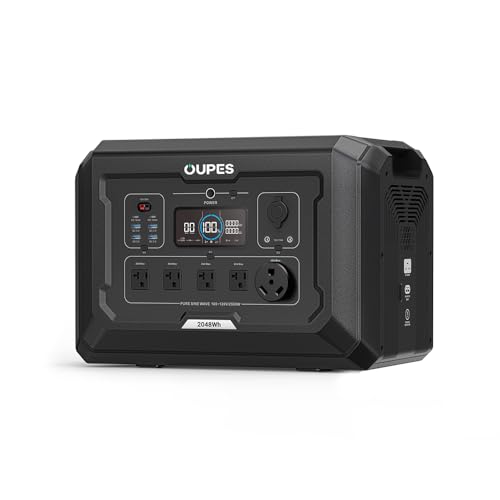 OUPES Mega 2 Portable Power Station, 2500W, 2048Wh, Quick 0.6H Recharge, LiFePO4 Battery, 5 AC Outlets (5500W Surge), Ideal for Home Emergencies